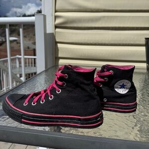 Converse high tops RARE black and pink women’s 8 men’s 6